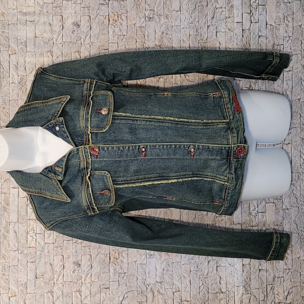 Fionucci Embroidered Denim Blue Jean Jacket Juniors L